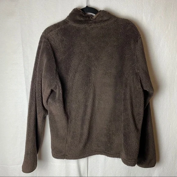 Lands End Super soft Brown Fleece Pullover~L - Picture 3 of 8